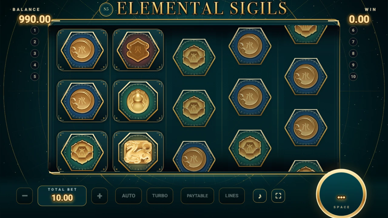 The five reels of N5 Elemental Sigils in motion
